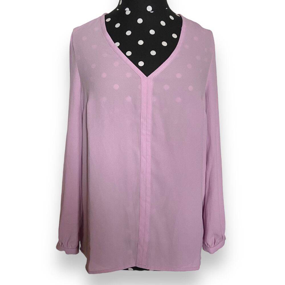 J. Crew Womens Blouse Size 0 Lavender Periwinkle Long Sleeve V-Neck Trim NEW‎